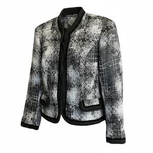 Cache Tweed Like Black & White Blazer Size 12